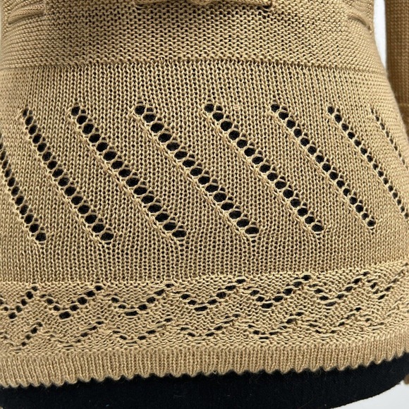 Vintage Exclusion Imports Tan Knitted Lace Sweater Small - Picture 6 of 6